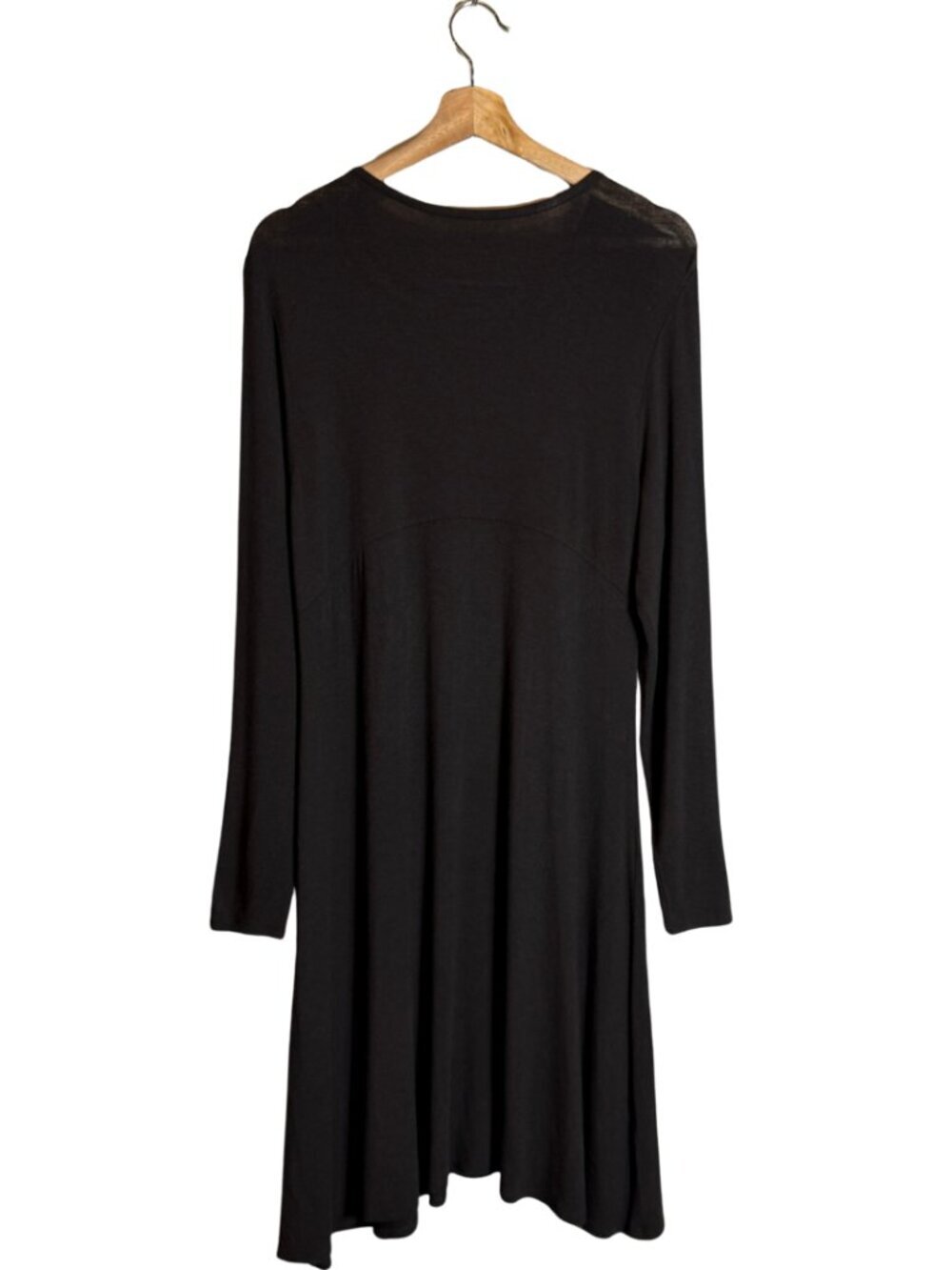 Eileen Fisher Viscose Jersey Long Sleeve Dress Women's Medium Brown Minimal NWOT - Picture 3 of 13